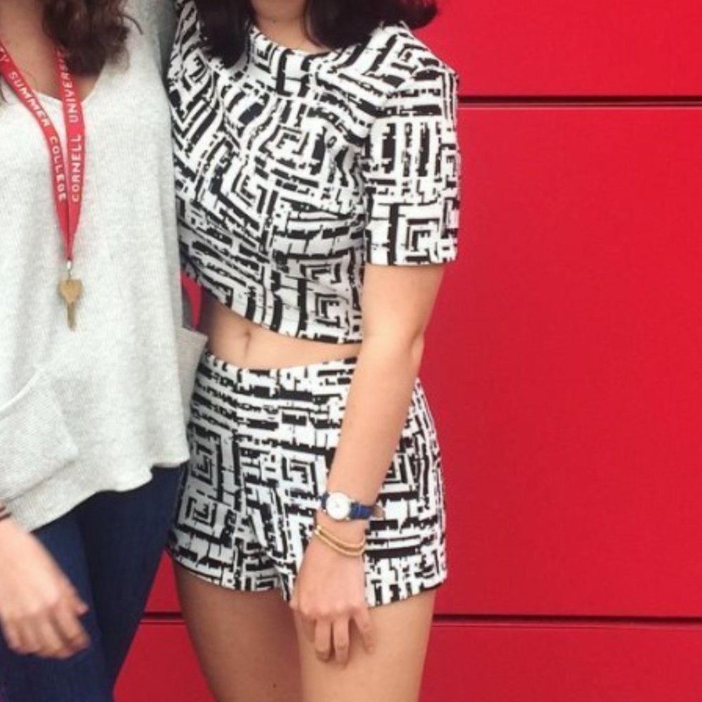 Forever 21 B&W Abstract Print Coord Set, Size S